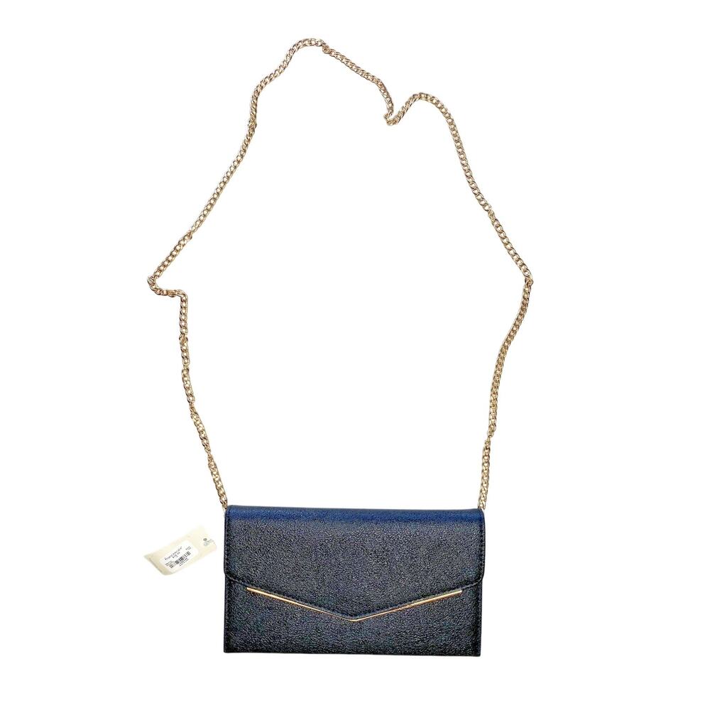 Francescas Pocketbook NEW Black & Gold Henrietta Envelope Clutch Purse Handbag